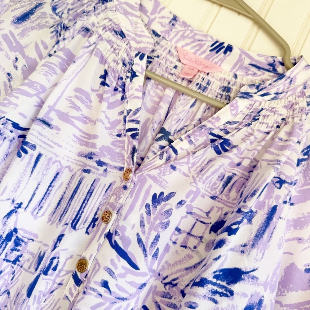 Lilly Pulitzer Size XXS Elsa Top in Rock the Boat Silk Blouse - Picture 3 of 5